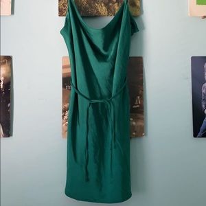 Green satin dress